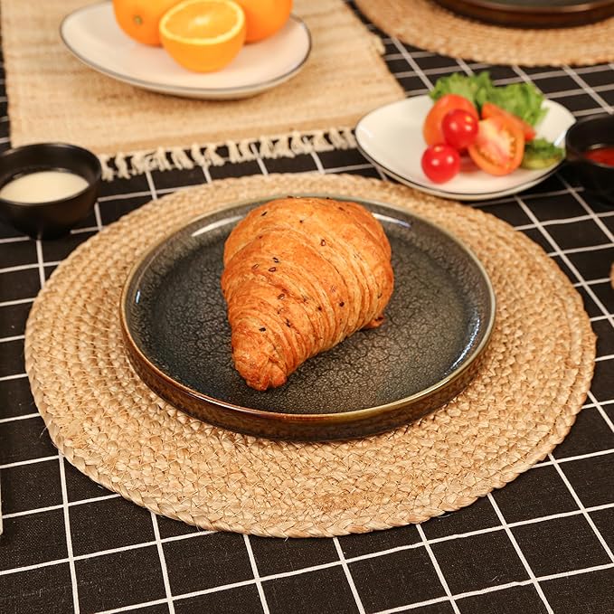 Eco Crave Jute Round Woven Placemats Set of 12, Natural 13 Inch Boho Farmhouse Rustic Hand Woven Place mat for Dining Table Decor, Wicker Chargers Heat Resistant Easy to Clean and Non-Slip Placemat