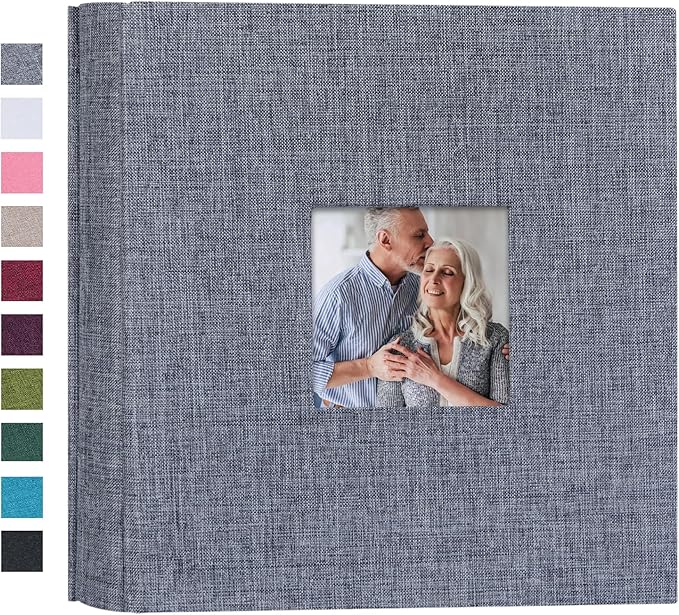 Mublalbum Small Photo Album 4x6 200 Photos Linen Cover Picture Book with Horizontal Pockets for Wedding Family Anniversary and Baby (Gray)