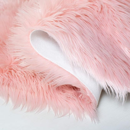 SAFAVIEH Faux Sheep Skin Collection 5' x 8' Pink FSS235G Silken Glam 2.35-inch Thick Area Rug