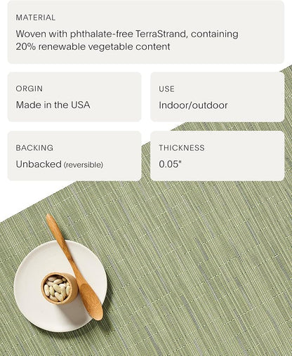 Chilewich Bamboo Placemats Set of 4 - Woven Oval Placemats - Reusable, Stain-Resistant, Indoor/Outdoor Tabletop Protection - 19" x 14" - Spring Green