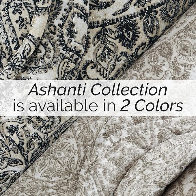 Southshore Fine Living, Inc. Ashanti Collection Oversized Quilt Queen Bedding Set Lightweight, Soft Coverlet Bedspread 3-Piece with Two Matching Shams (98 in Wide x 98 in Long), Full/Queen, Grey