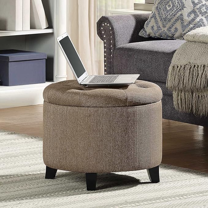 Convenience Concepts Designs4Comfort Storage Ottoman, Sandstone Fabric