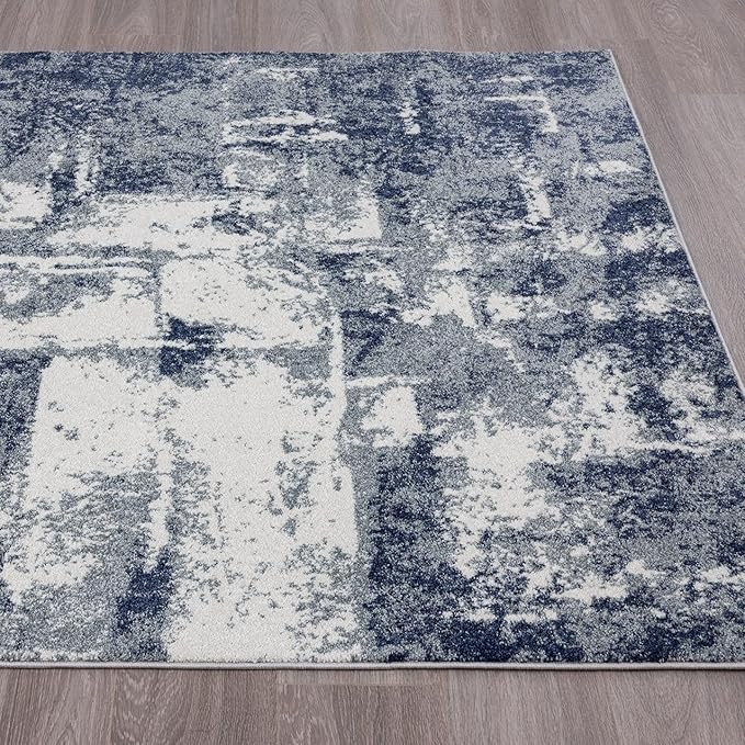 LUXE WEAVERS Hampstead Abstract Area Rug - Medium Pile, Modern Area Rug, Blue / 5 x 7