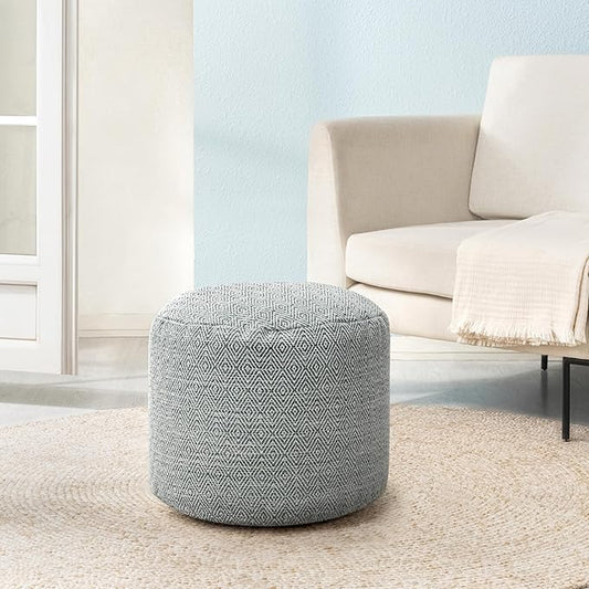 Anji Mountain 100% Handmade & Handcrafted Comfortable Home Décor Pouf Ottoman Footrest for Living Room, Bedroom, Nursery, Kidsroom, Patio Furniture - (22" x 22" x 17" - Gray Maze)