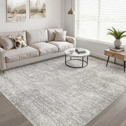 6x9 Area Rugs Living Room: Washable Large Neutral Rug Abstract Soft Modern Stain Resistant Indoor Floor Non-Slip Carpet for Bedroom Nursery Kids Office Playroom Dining Room Under Table- Brown Gray