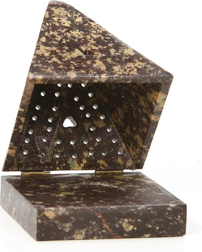 Hosley 5" Soapstone Triangle Pyramid Incense Cone Holder – Large Aromatherapy Burner & Ash Catcher for Incense Cones, Zen, Vastu, Reiki, Chakra Meditation, Spa Gift