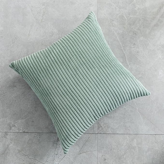 Home Brilliant Couch Spring Pillow Covers 26x26 Set of 2 Super Soft Corduroy Large Euro Sham for Bedroom Pillow Covers, 26 x 26 inch, Iceburg Green