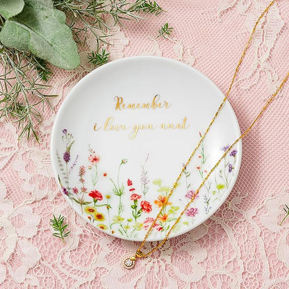 Crisky Jewelry Ring Dish for Aunt Birthday Gifts, Thinking of You Gift for Aunt from Niece, Best Antie Gift Ideas from Nephew for Thanksgiving Day Christmas Valentines (I Love You Aunt) Trinket Tray