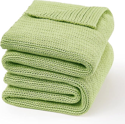 Guohaoi Knitted Weighted Blanket for Adults (Light Green 60"x80" 20lbs) No Beads Cooling Throw Blanket for Hot Sleepers, Home Decor Breathable Chunky Knit Heavy Blanket Use on Queen/King Size Bed