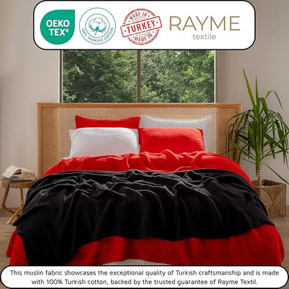 Muslin Blanket - Pure 100% Turkish Cotton Airy Soft Light Versatile Gauze Throw Blanket for Bed, Couch, Sofa (Black, Twin XL Size (71" x 95" inch))
