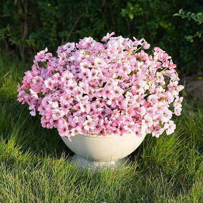 Artificial Flowers for Outdoor Faux Plants for Spring Summer Decoration, UV Resistant Realistic Silk Plastic Fake Flowers Garden Porch Patio Balcony Yard Front Home Decor, 24 Bundles