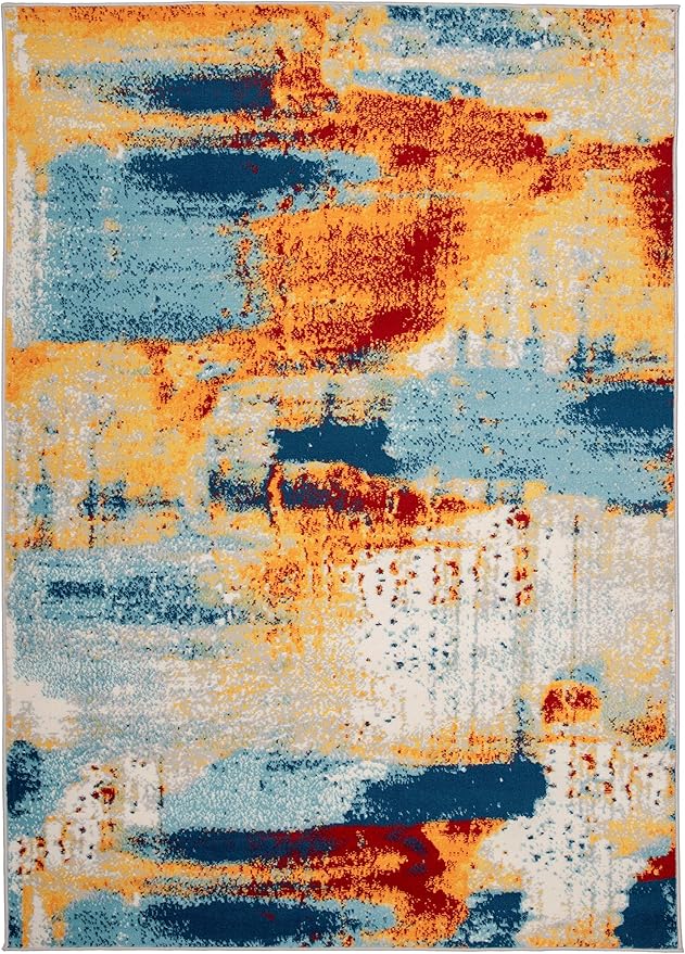 Rugshop Sky Collection Abstract Area Rug, Carpet with Jute Backing for Office or Small Living Space, 3'3" x 5'