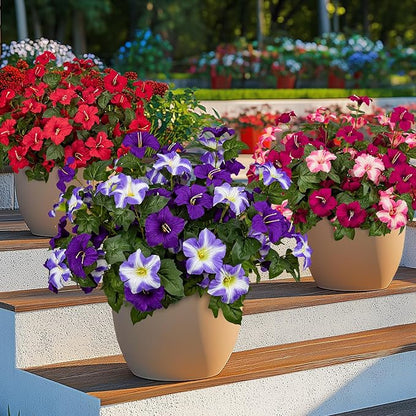 19 Inch Artificial Flowers for Outdoor Indoor Garden Home Decoration,Faux Flower for Home Office Garden Patio Balcony 4 Bundles (Double Purple)