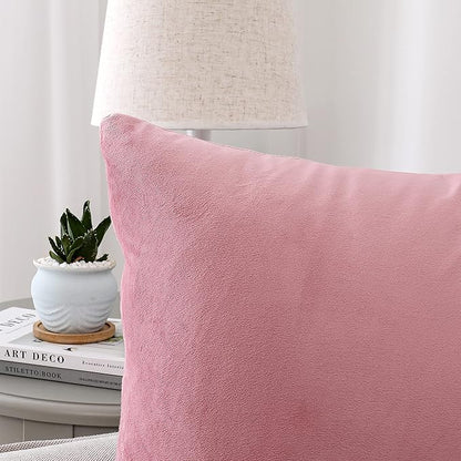 NiNi ALL Decorative Throw Pillow Covers Velvet 30x30 Inch Pack of 2 Pink Cushion Covers Soft for Couch Sofa Bedroom Living Room Outdoor