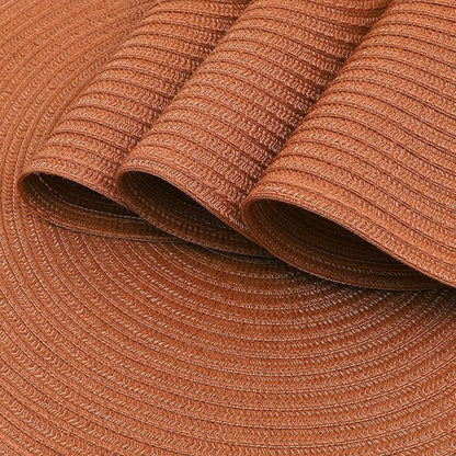 SHACOS Round Placemats Set of 4 for Dining Table 15 inch Round Braided Fall Placemats Washable Kitchen Table Mats Home Decor, Dark Orange