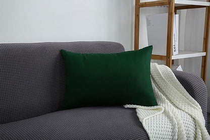 TangDepot Handmade Decorative Solid 100% Cotton Canvas Throw Pillow Covers/Pillow Shams, (12"x20", Deep Green)