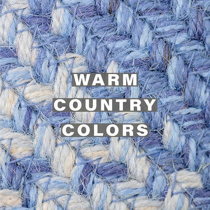 Homespice Denim Jute Woven Round Placemats Set of 6, 15", Country Coastal Decor, Blue Table Mats - Vibrant Colors, Durable, Easy to Clean and Protects Furniture