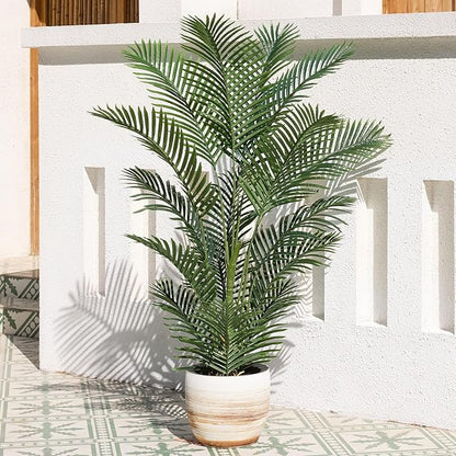 Artificial Palm Tree 5FT Tall Palm Trees UV Resistant Fake Plant Large Potted Faux Tropical Areca Palm Floor Plants for Indoor Outdoor Home Living Room Porch Patio Decor 2 Pack, VN125