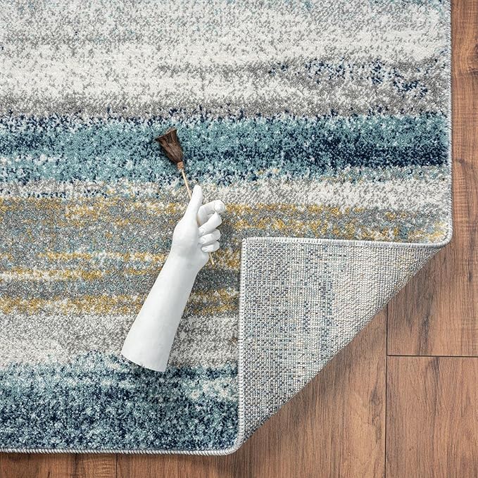 LUXE WEAVERS Rug Modern Area Rug Stain Resistant, Yellow and Blue/Size 2x7