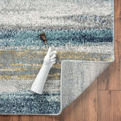 LUXE WEAVERS Rug Modern Area Rug Stain Resistant, Yellow and Blue/Size 2x7