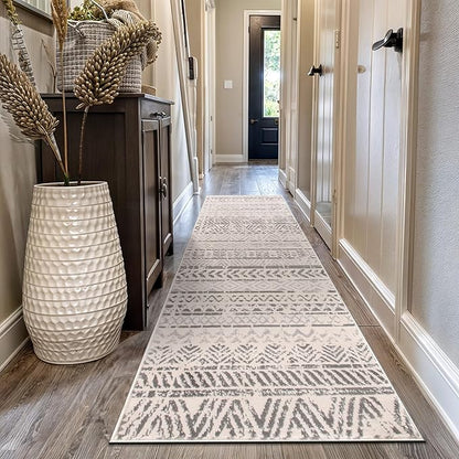 Rugshop Geometric Boho Perfect for high Traffic Areas of Your Living Room,Bedroom,Home Office,Kitchen Runner Rug 2'7" x 8' Gray