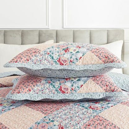 HoneiLife King Quilt Bedding Sets - Microfiber Quilt Set 3-Pieces,Lightweight Bedspreads Patchwork Coverlets Retro Bed Cover Quilt King Size All Season Quilts