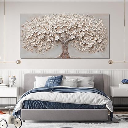 Canvas Wall Art Decor Botanical Large Wall Art Pictures for Living Room Canvas Art Wall Decor Oversized Tree of Life Wall Art Decor Modern White Wall Art Prints Artwork for Walls Bedroom Office Decor 39" X 78"
