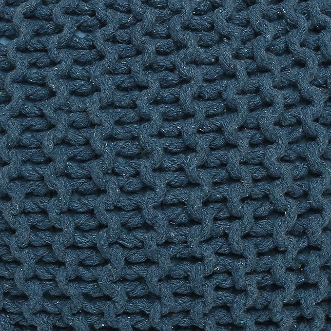 REDEARTH · Round Pouf Foot Stool Bean Bag Ottoman - Hand Knitted Boho Pouffe - Home Decor Poof - Stuffed Foot Rest for Living Room - Nursery - Bedroom - Patio (19.5"x19.5"x14") - Teal, Set of 2