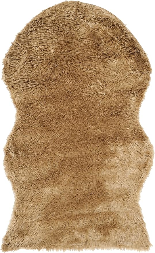 SAFAVIEH Faux Sheep Skin Collection 3' x 5' Camel FSS115E Silken Glam 2.35-inch Thick Area Rug