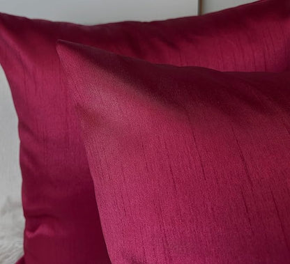 Aiking Home 24x24 Inches Faux Silk Square European Shams, Zipper Closure, Burgundy (Set of 2)