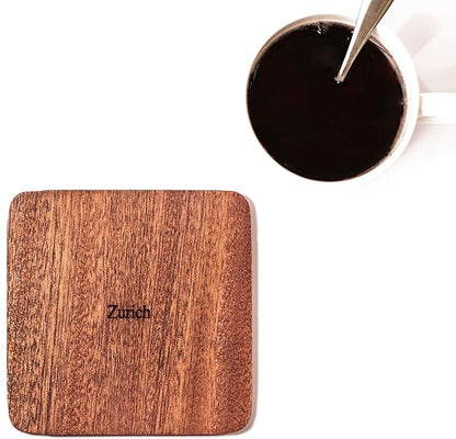 Zurich Map Coaster by O3 Design Studio, Set Of 4, Sapele Wooden Coaster With City Map, Handmade