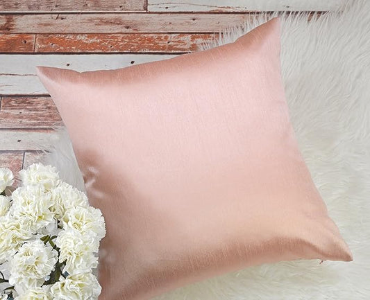 Aiking Home 24x24 Inches Faux Silk Square European Shams, Zipper Closure, Rose Pink (Set of 2)