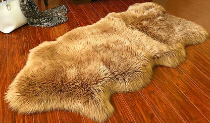 Free Shape Luxury Soft Fluffy Shag Area Rug Single and a Half 2'x4', 60x120cm - Vegan Fur Ultra Soft Indoor Carpet Nursery Rugs for Bedroom Home Decor, Camel
