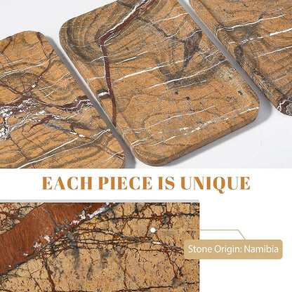 Koville Marble Tray, 12"x8" Marble Vanity Tray for Bathroom Kitchen Countertop, Rectangular Stone Tray for Cosmetics Perfume Trinket, Decorative Catchall Trays (Rainforest Gold)