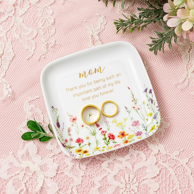 Crisky Jewelry Ring Dish for Mom Birthday Gifts Thinking of You Gift for Mom Mother's Day Gift from Daughter Son for Thanksgiving Christmas Valentine Gift Ideas (Love You Forever) Thrinket Tray