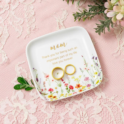 Crisky Jewelry Ring Dish for Mom Birthday Gifts Thinking of You Gift for Mom Mother's Day Gift from Daughter Son for Thanksgiving Christmas Valentine Gift Ideas (Love You Forever) Thrinket Tray