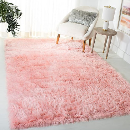 SAFAVIEH Faux Sheep Skin Collection 5' x 8' Pink FSS235G Silken Glam 2.35-inch Thick Area Rug