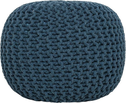 REDEARTH · Round Pouf Foot Stool Bean Bag Ottoman - Hand Knitted Boho Pouffe - Home Decor Poof - Stuffed Foot Rest for Living Room - Nursery - Bedroom - Patio (19.5"x19.5"x14") - Teal, Set of 2