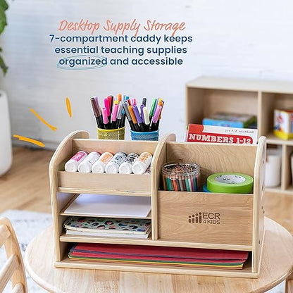 ECR4Kids Tabletop Supplies Storage Center, Teacher Caddy, Natural