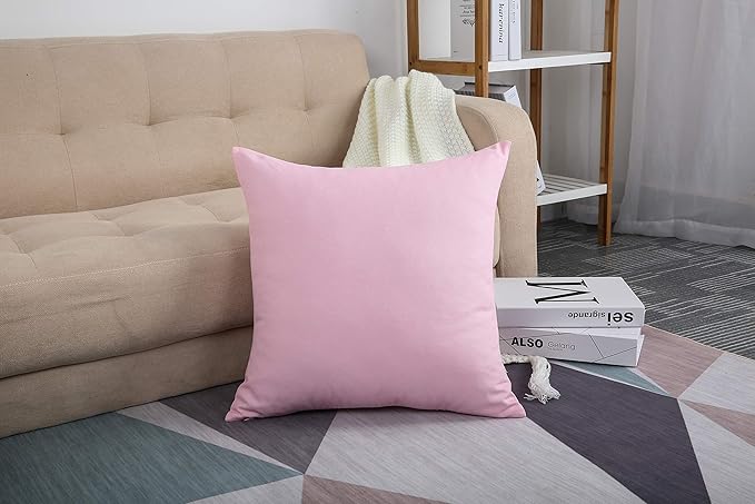 TangDepot Handmade Decorative Solid 100% Cotton Canvas Throw Pillow Covers/Pillow Shams, (16"x16", Salmon Pink)