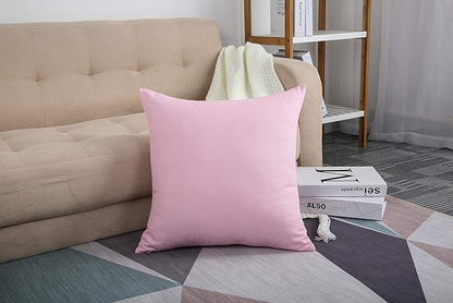 TangDepot Handmade Decorative Solid 100% Cotton Canvas Throw Pillow Covers/Pillow Shams, (16"x16", Salmon Pink)