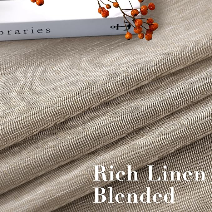 H.VERSAILTEX Linen Curtains Flax Linen Blended Curtain Panels for Living Room/Bedroom Semi Sheer Privacy Curtains 72 inch Length 2 Panels Set Nickel Grommet Window Drapes, Taupe