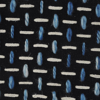 L. R. Resources, Inc. LR Home Hand-Woven Black/White/Blue Geometric Cotton Square Ottoman Pouf for Home Decor | Indoor Foot Rest for Bedroom & Living Room | 16 x 16 x 16 Stuffed Ottoman for Seating