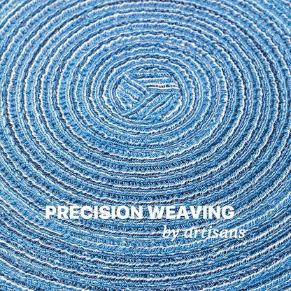 Round Placemats Set of 6 Woven Placemats Washable Braided Table Mats for Dining Table Heat Resistant Non-Slip Circle Place Mats(Mid Blue)
