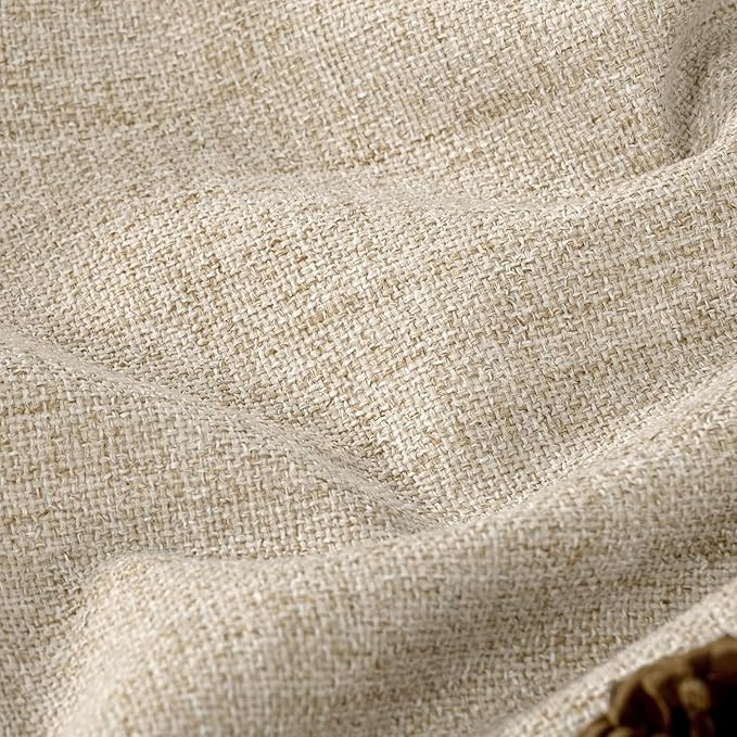 Lajode 40 Inch Length Linen Blackout Curtains for Short Cafe Window, Thermal Insulated Light Blocking Soundproof Privacy Burlap Curtains 2 Panels, Each 38 Inch Wide Beige