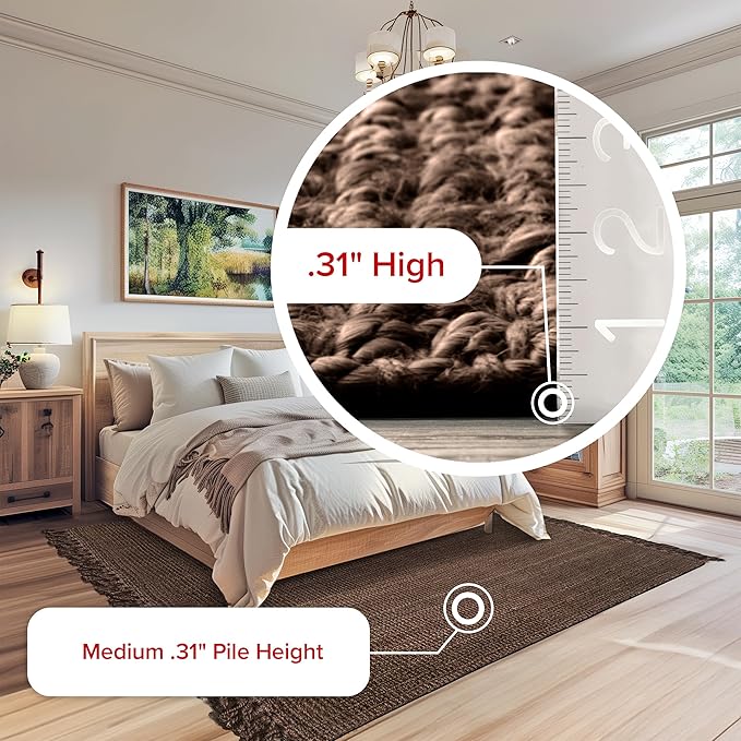 Nuloom Daniela Chocolate, 5' x 7'6", Handmade, Jute, Tassel, Soft and Textured, High Traffic, Stain Resistant, Easy Clean, Durable Area Rug for Bedroom, Living Room, Dining Space, Foyer, Entryway