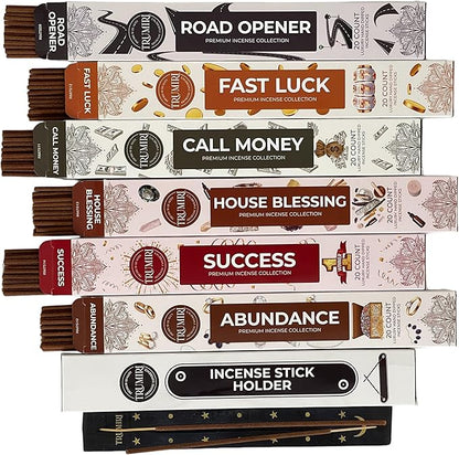 Money Incense Sticks - Total 120 Insence-Sticks (20 Inscents x 6 Insense) Inciensos Aromaticos para La Casa Incents to Attract Money Luck Success Abundance Blessing Road Opener + Incense Holder