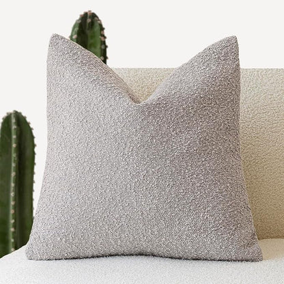 Foindtower Decorative Textured Boucle Throw Pillow Covers Accent Solid Pillow Cases Neutral Soft Cozy Couch Cushion Case for Chair Sofa Bedroom Living Room Home Decor 22 x 22 Inch,Neutral Grey