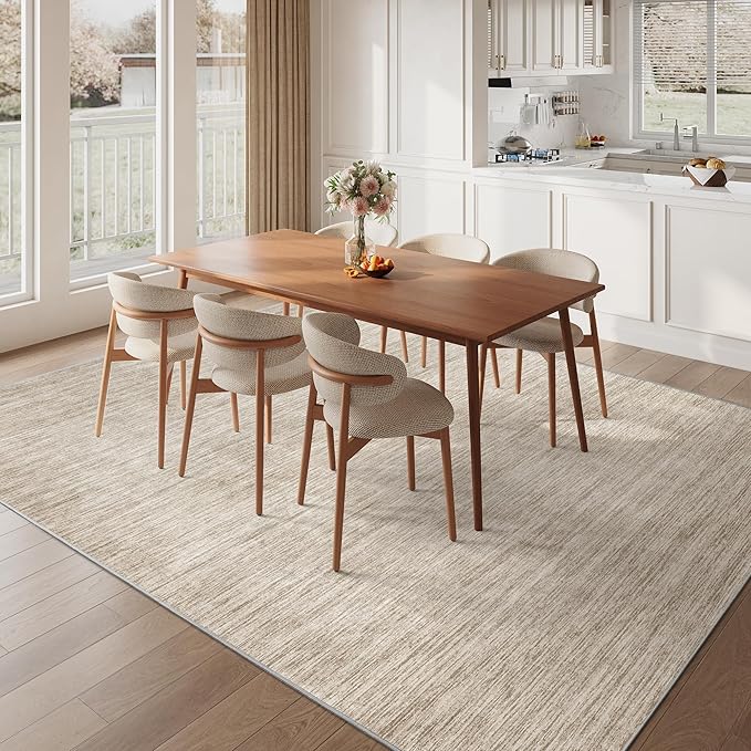 Valenrug Washable Rugs 5x7 - Non Slip 5x7 Area Rugs for Living Room, Stain Resistant Area Rugs for Bedroom, Foldable Machine Washable Area Rug(5'x7', Brown)