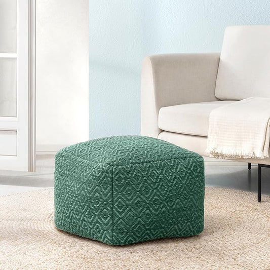 Anji Mountain 100% Handmade & Handcrafted Comfortable Home Décor Pouf Ottoman Footrest for Living Room, Bedroom, Nursery, Kidsroom, Patio Furniture - (22" x 22" x 16" - Sage)